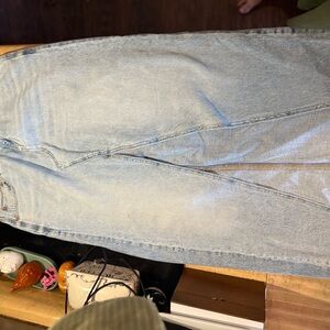 American Eagle Outfitters Light Wash Denim Skirt Y2K Maxi slit